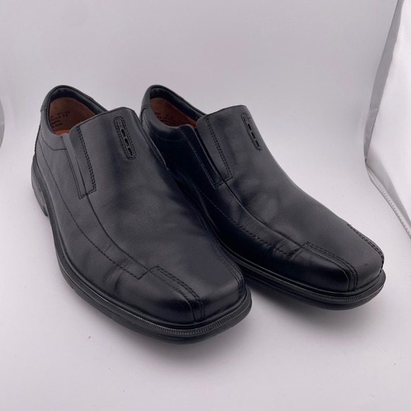 Clarks Other - Clarks Unstructured Mens Black Leather Slip On Loafer Dress Shoes Size 10 W
